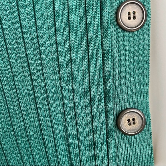 Adam Lippes Collective Sweater Dress Side Buttons Green Ribbed Knit Size Medium - Picture 8 of 11